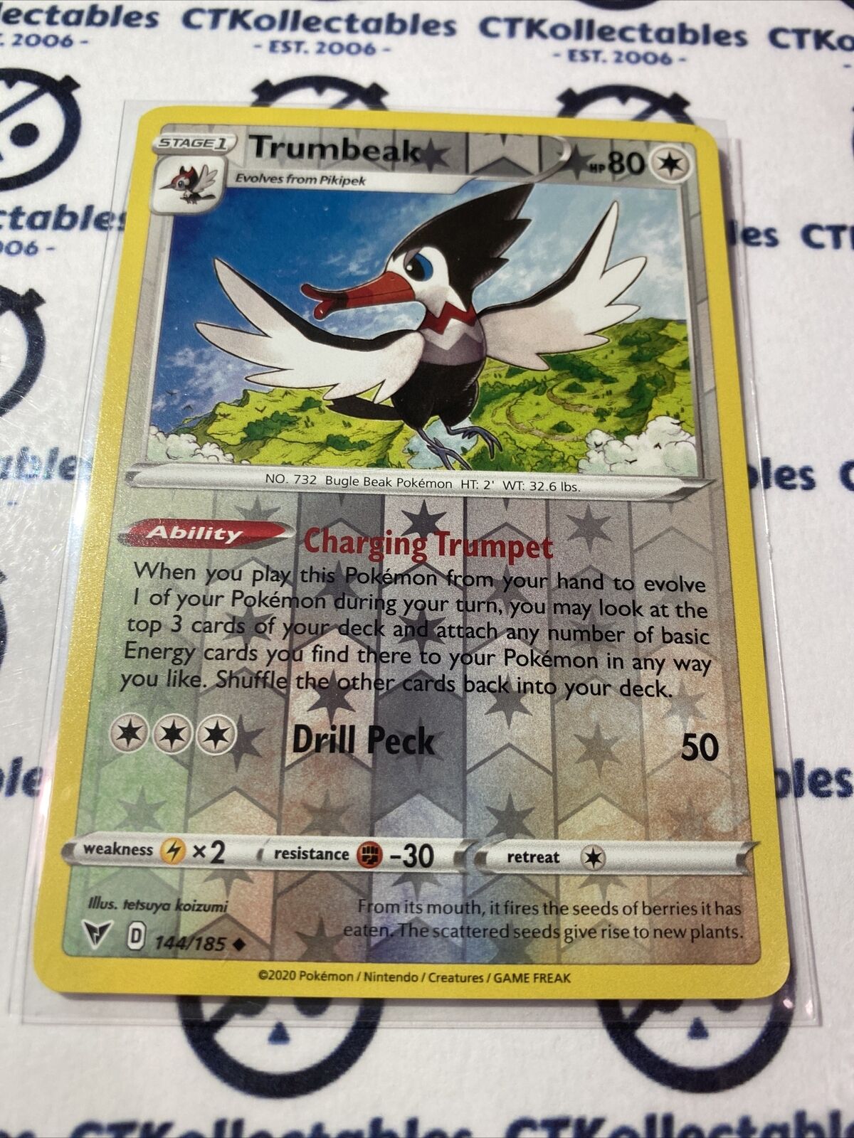 Trumbeak Reverse Holo #144/185 Pokemon Card Sword & Shield: Vivid Voltage