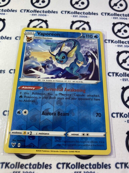 Vaporeon Reverse Holo Rare #030/185 Pokémon Card Vivid Voltage