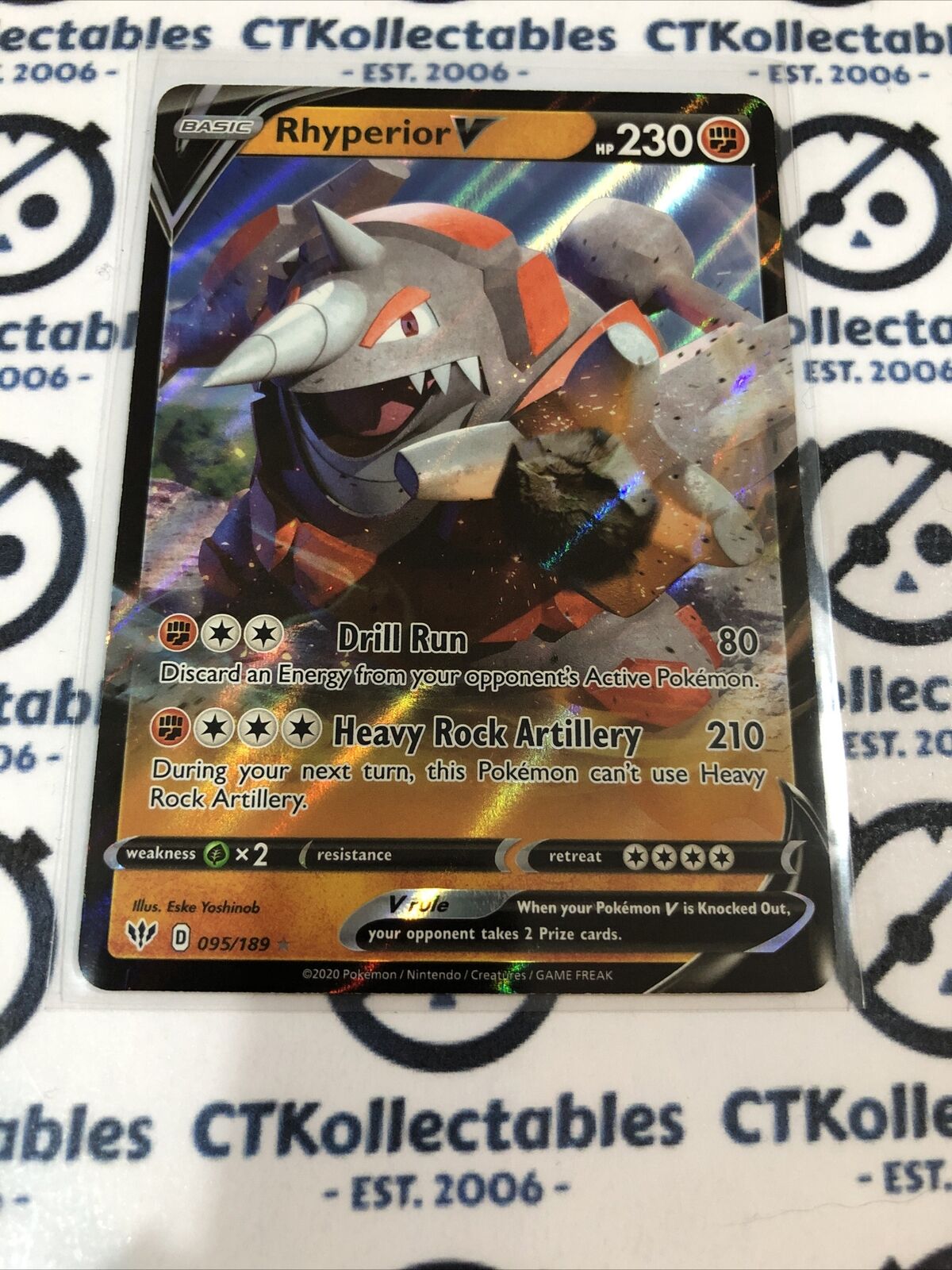 Rhyperior V #095/189 Ultra Rare Pokémon Card Sword & Shield Darkness Ablaze