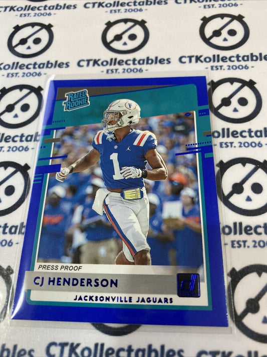 Cj Henderson Blue Press Proof Rated Rookie #348 2020 NFL Donruss