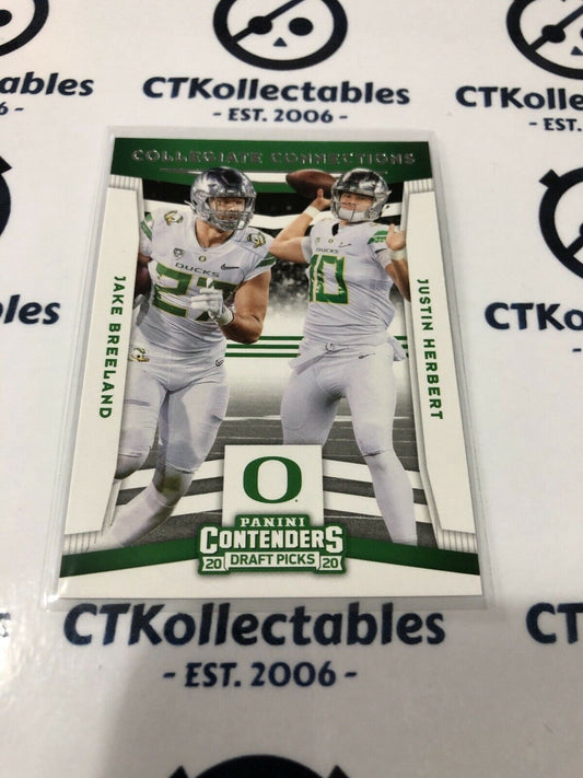 2020 NFL Contenders Draft Collegiate Connections Jake Breeland/ Justin Herbert #8 Chargers