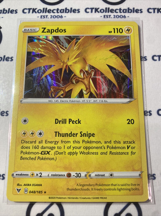 Zapdos Holo Rare #048/185 Pokemon Card Sword & Shield: Vivid Voltage