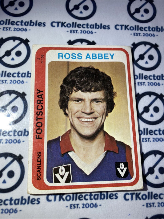 1979 Scanlens VFL Ross Abbey #2 Of 156 Footscray