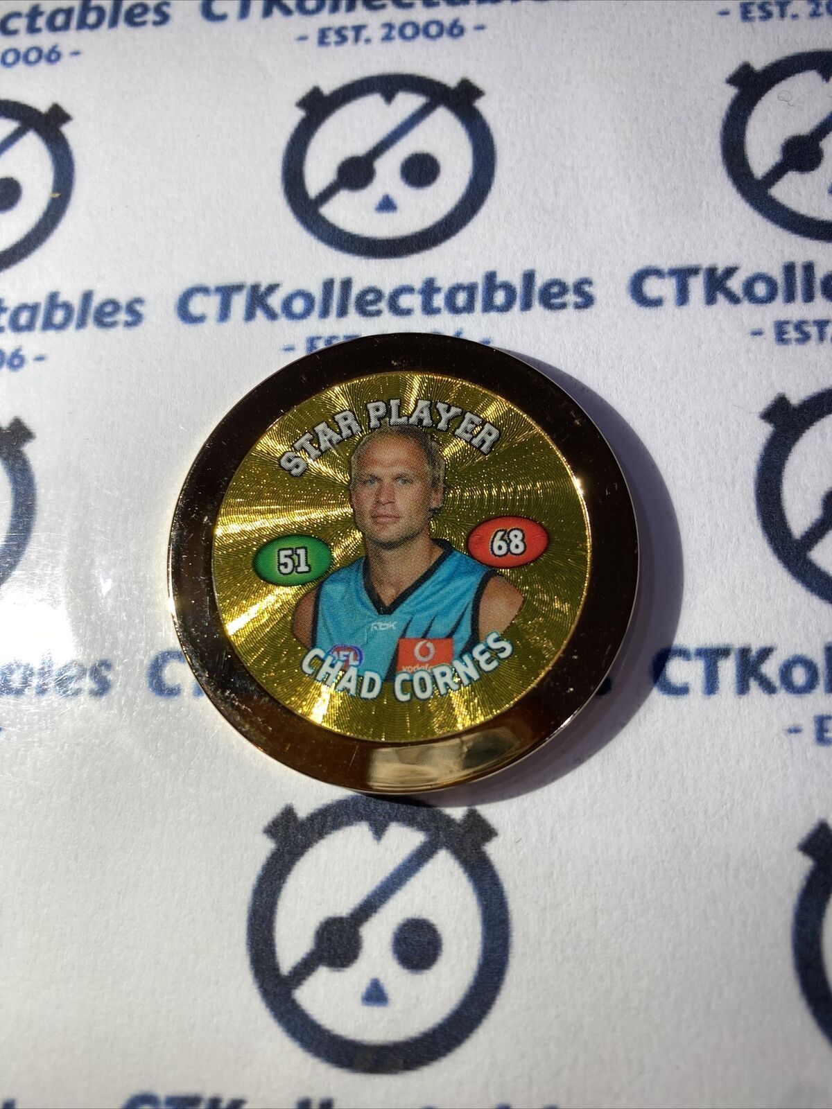 2008 Topps AFL Chipz Chad Cornes Gold Poker Chip