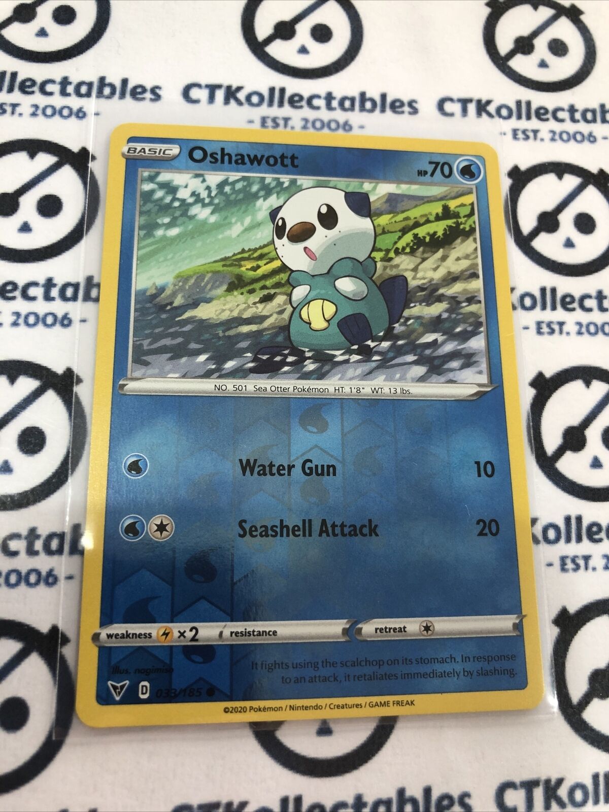 Oshawott #033/185 Reverse Holo Common- Pokemon Card Vivid Voltage