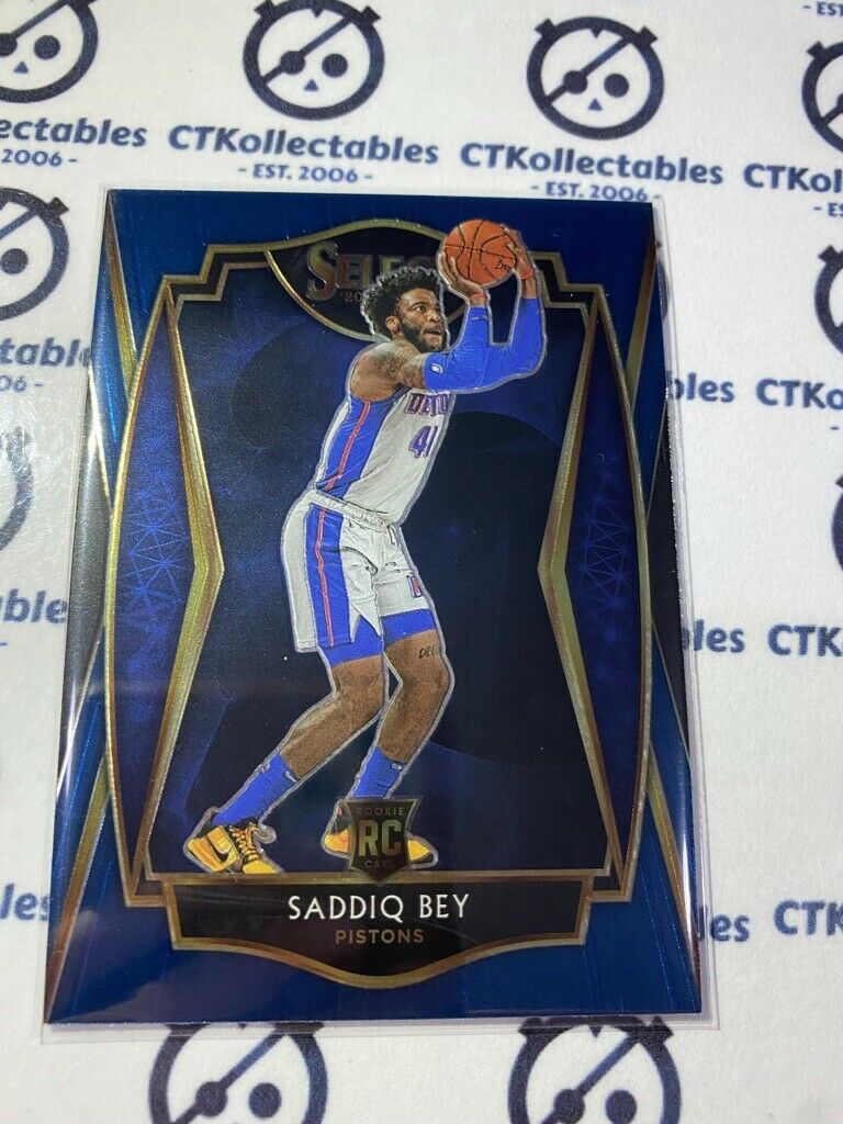 2020-21 Panini NBA Select Saddiq Bey Blue RC Premier Level #175 Pistons