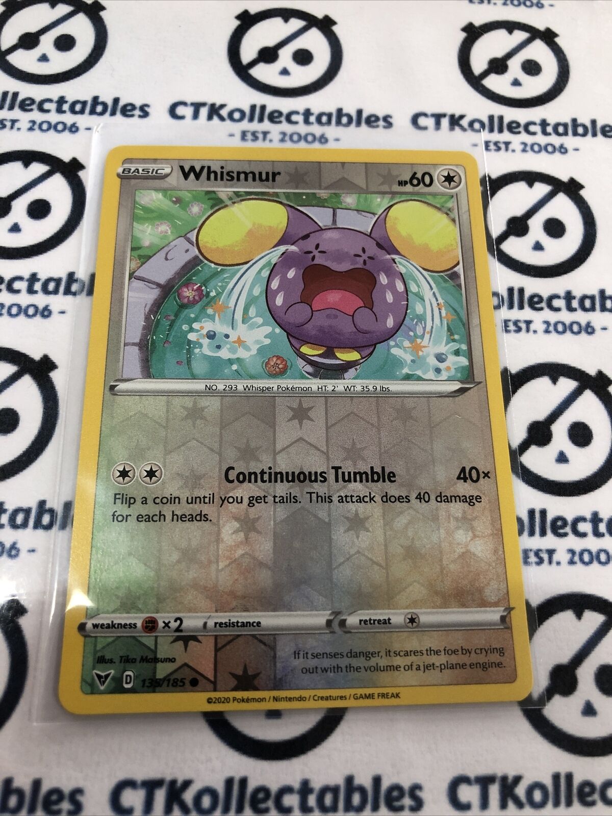 Whismur #135/185 Reverse Holo Common - Pokemon Card Vivid Voltage