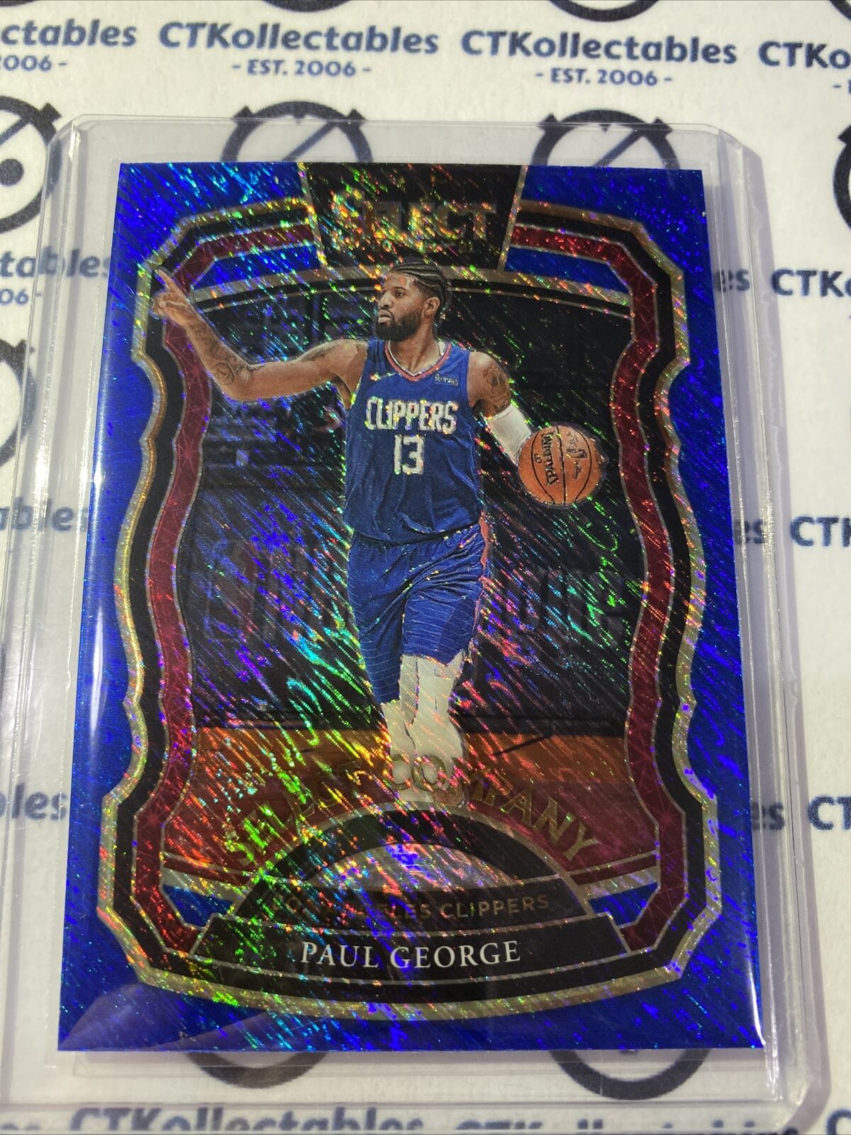 2020-21 Panini NBA Select Paul George Blue Shimmer Select Company Prizm #23 SP