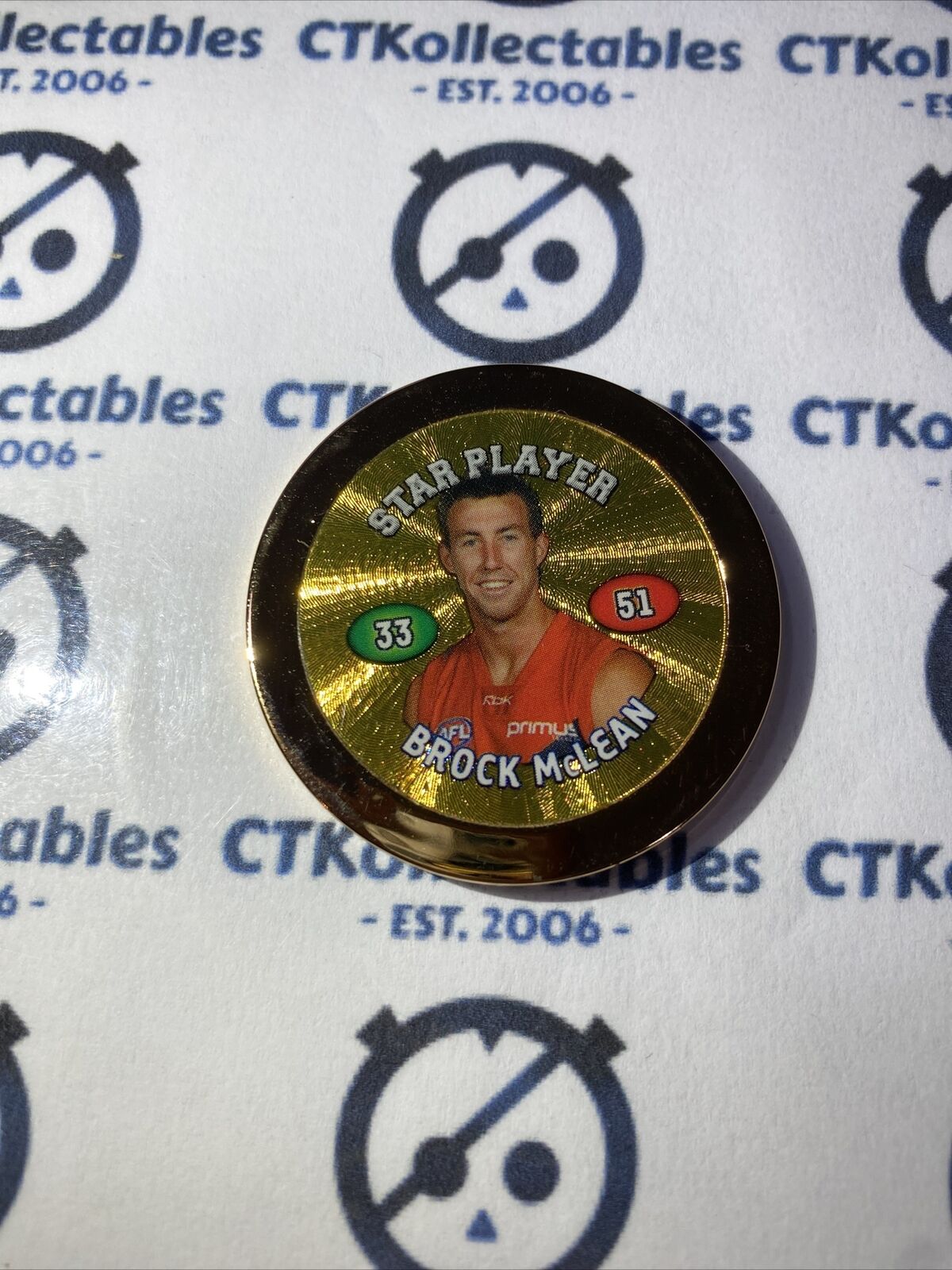 2008 Topps AFL Chipz Brick McLean Gold Poker Chip