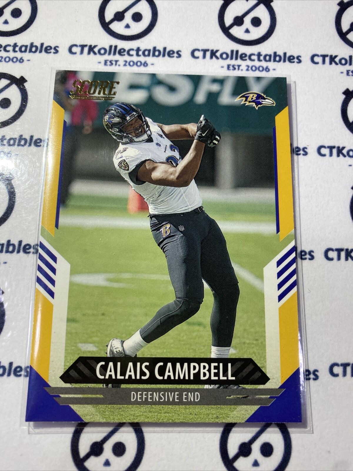 2021 NFL Score Calais Campbell Gold Parallel Base #92 Ravens
