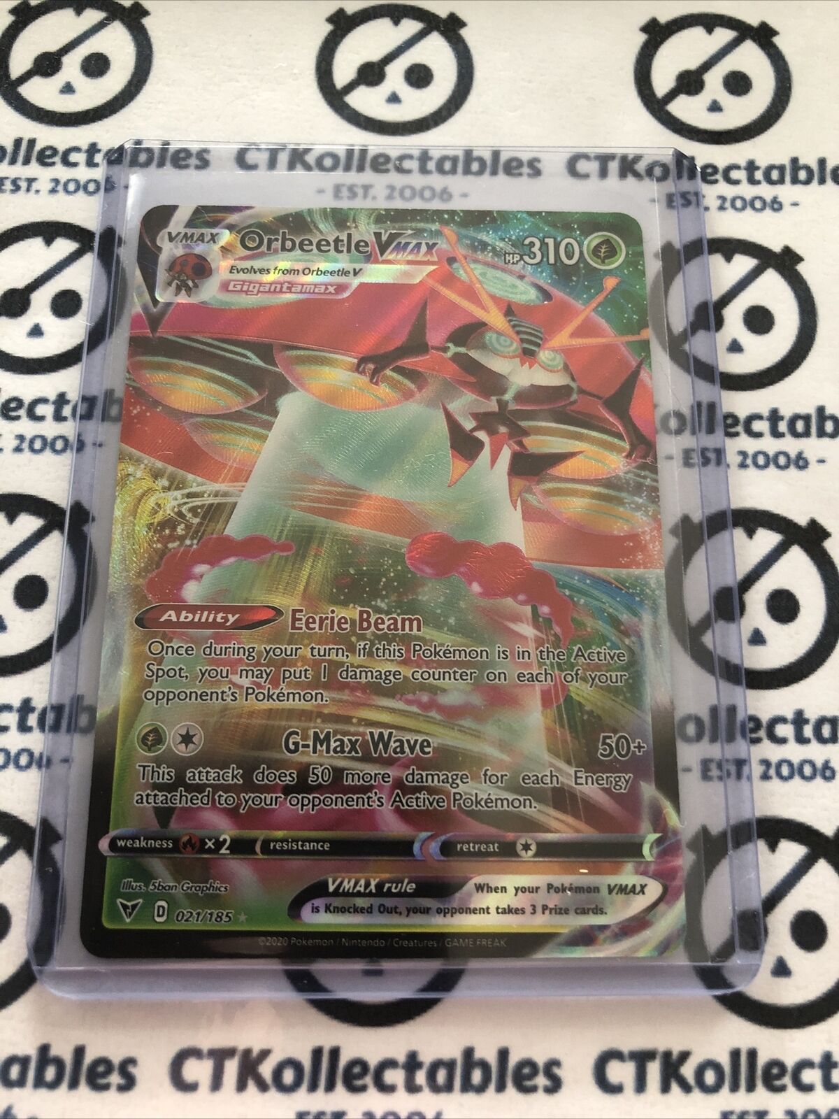 Orbeetle Vmax #021/185 Rare Pokemon Card Vivid Voltage