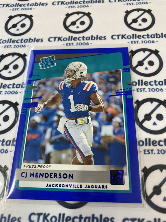 2020 NFL Donruss Blue Press Proof CJ Henderson Rated Rookie #348 Jaguars