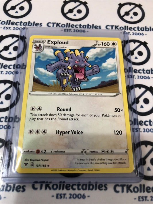 Exploud #137/185 Rare Pokemon Card Sword & Shield: Vivid Voltage