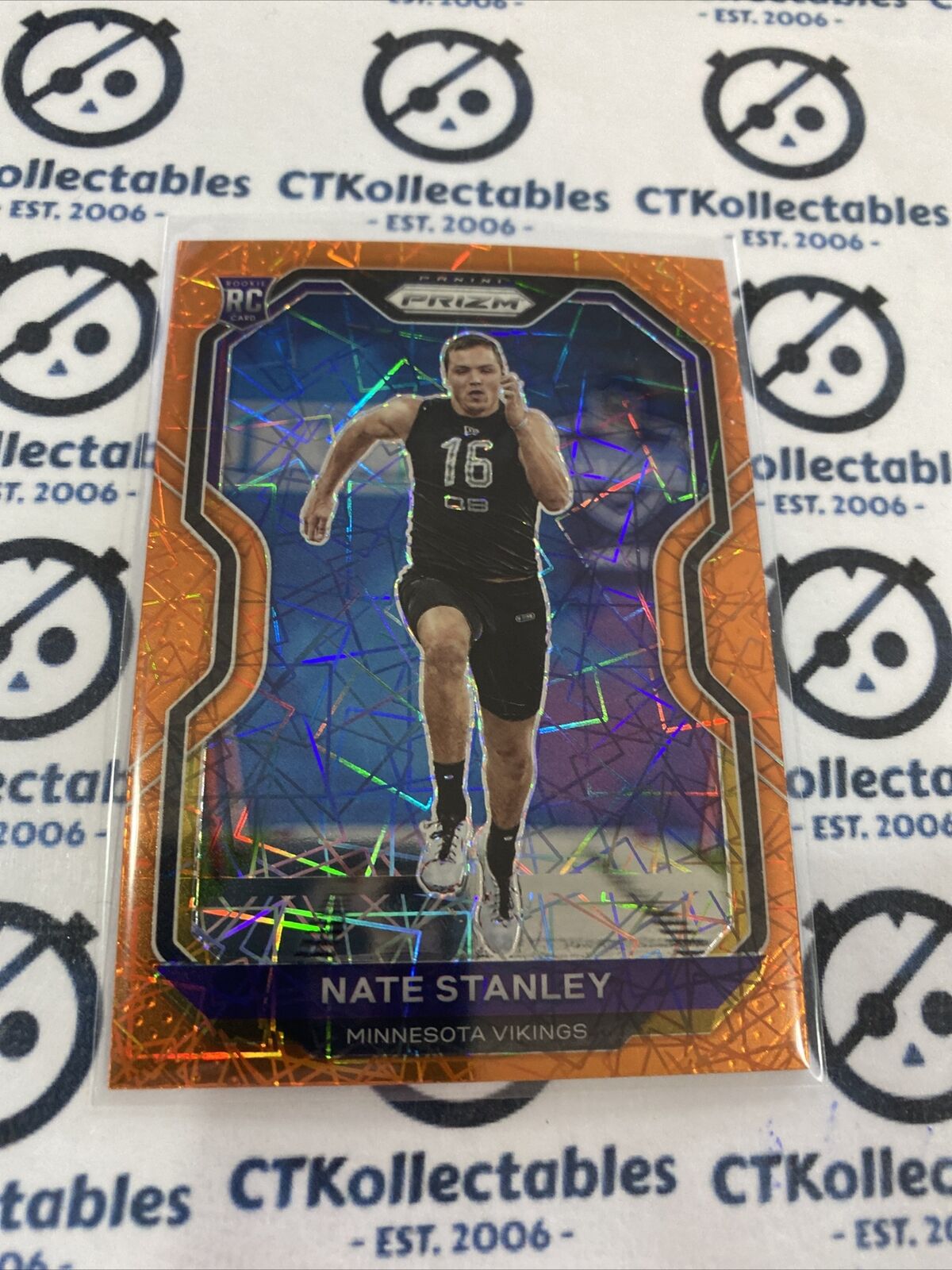 2020 NFL Prizm Nate Stanley Orange Lazer Prizm RC #400 Vikings