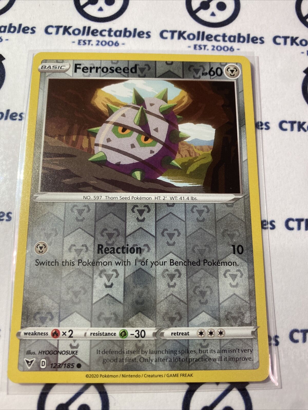 Ferroseed Reverse Holo #123/185- Pokemon Card Vivid Voltage