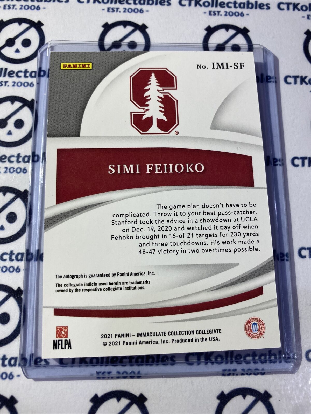 2021 NFL Immaculate Collegiate Simi Fehoko Rookie Introductions Auto #28/99
