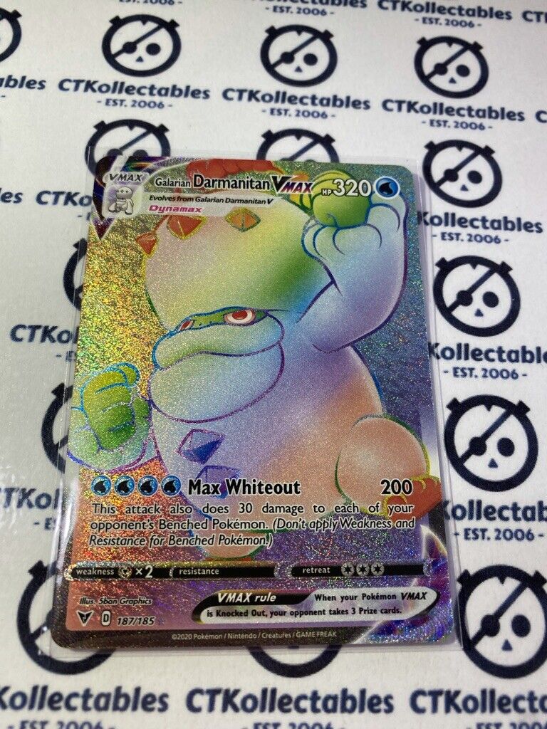 Galarian Darmanitan Vmax Rainbow Secret Rare #187/185 Pokemon Card Vivid Voltage