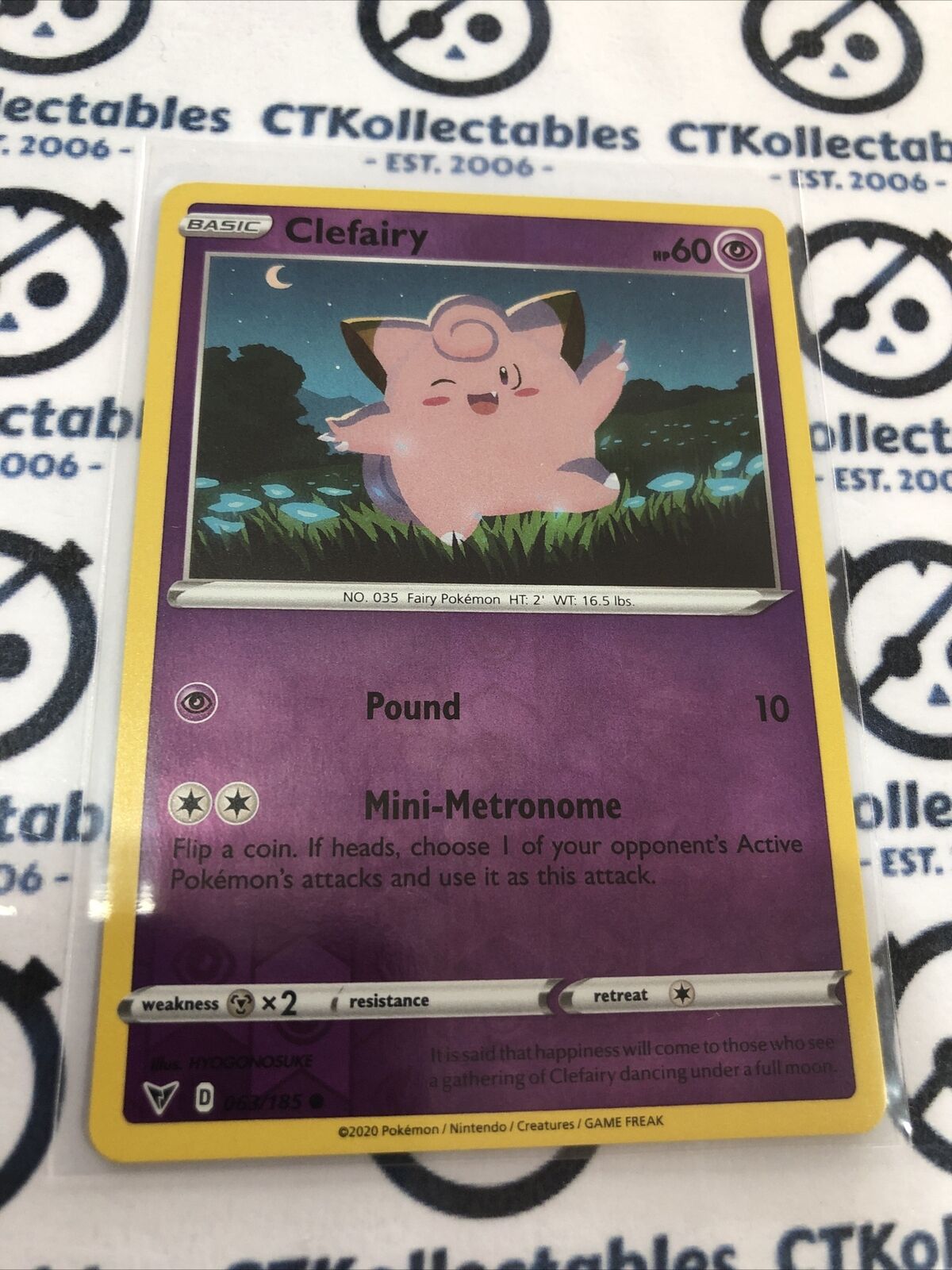 Clefairy #063/185 Reverse Holo Common- Pokemon Card Vivid Voltage