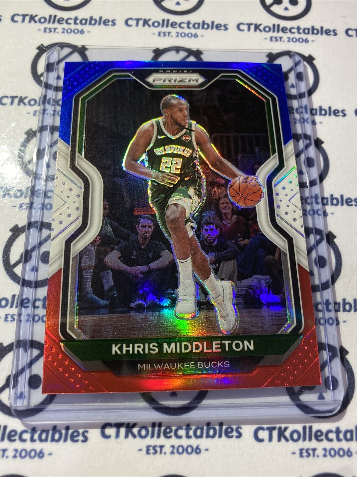 2020-21 NBA Prizm Khris Middleton Red White & Blue Prizm #92 Bucks