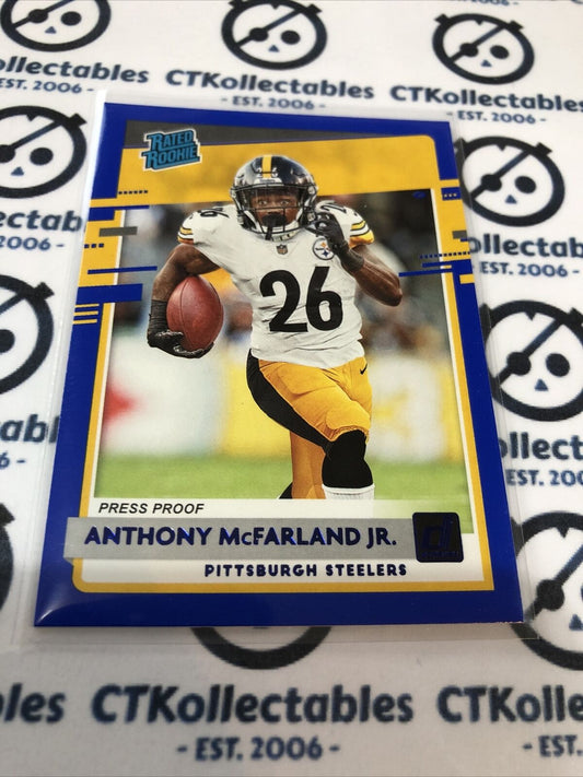 2020 NFL Donruss Blue Press Proof Anthony Mcfarland Jr Rated Rookie #341 Steeler