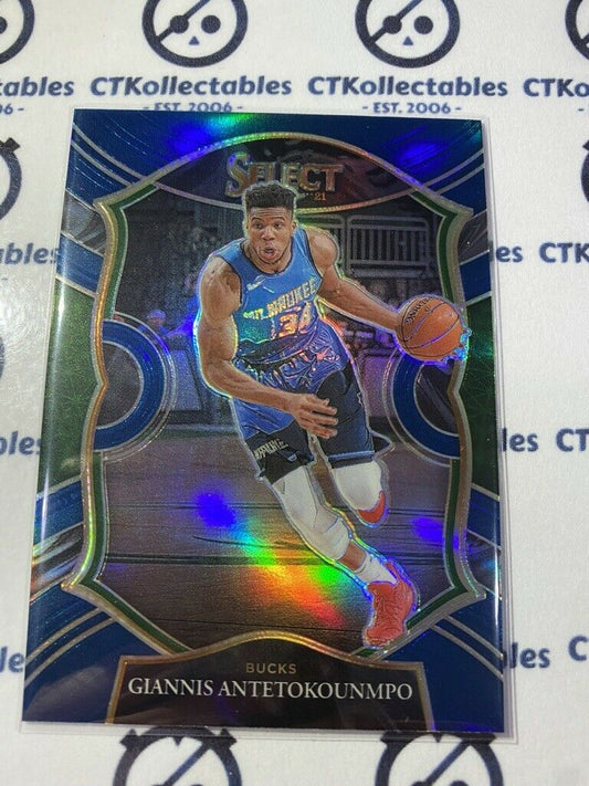 2020-21 Panini NBA Select Giannis Antetokounmpo Blue Silver Prizm #54 Bucks