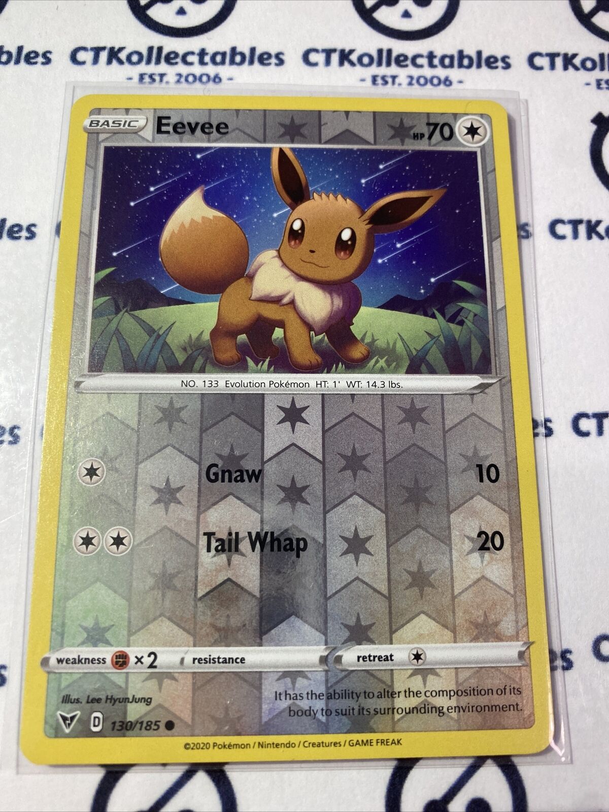 Eevee Reverse Holo #130/185 Pokémon Card Vivid Voltage