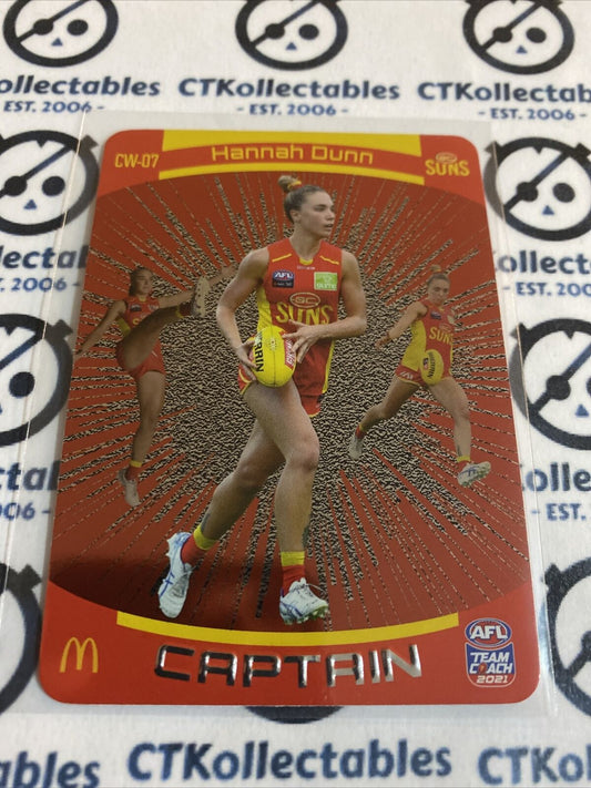 2021 AFL Teamcoach McDonalds Captain Hannah Dunn #CW-07 Suns