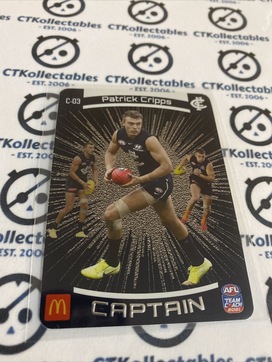 2021 AFL Teamcoach McDonalds Captain Patrick Cripps #c-03 Blues